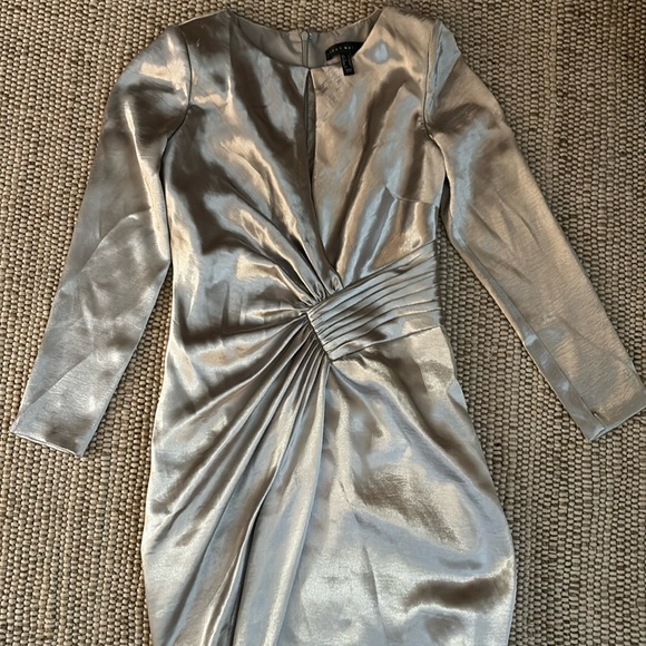 NEW Aidan Mattox evening gown maxi dress slit cut out silver formal wear - Picture 14 of 16